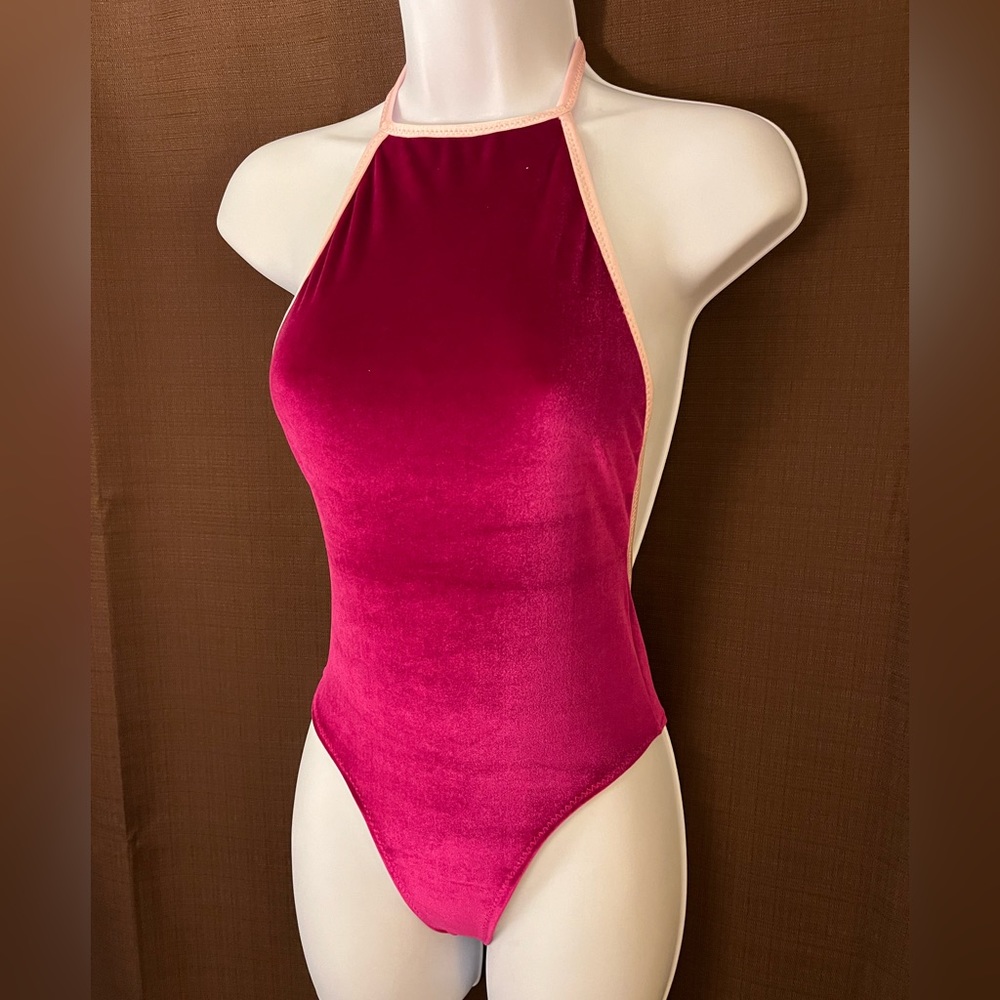 High Leg Velvet Bodysuit Handmade Size Medium
